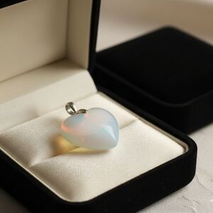 Opalescent Resin Heart Pendant Necklace | Silver Hue | Elegant Romantic